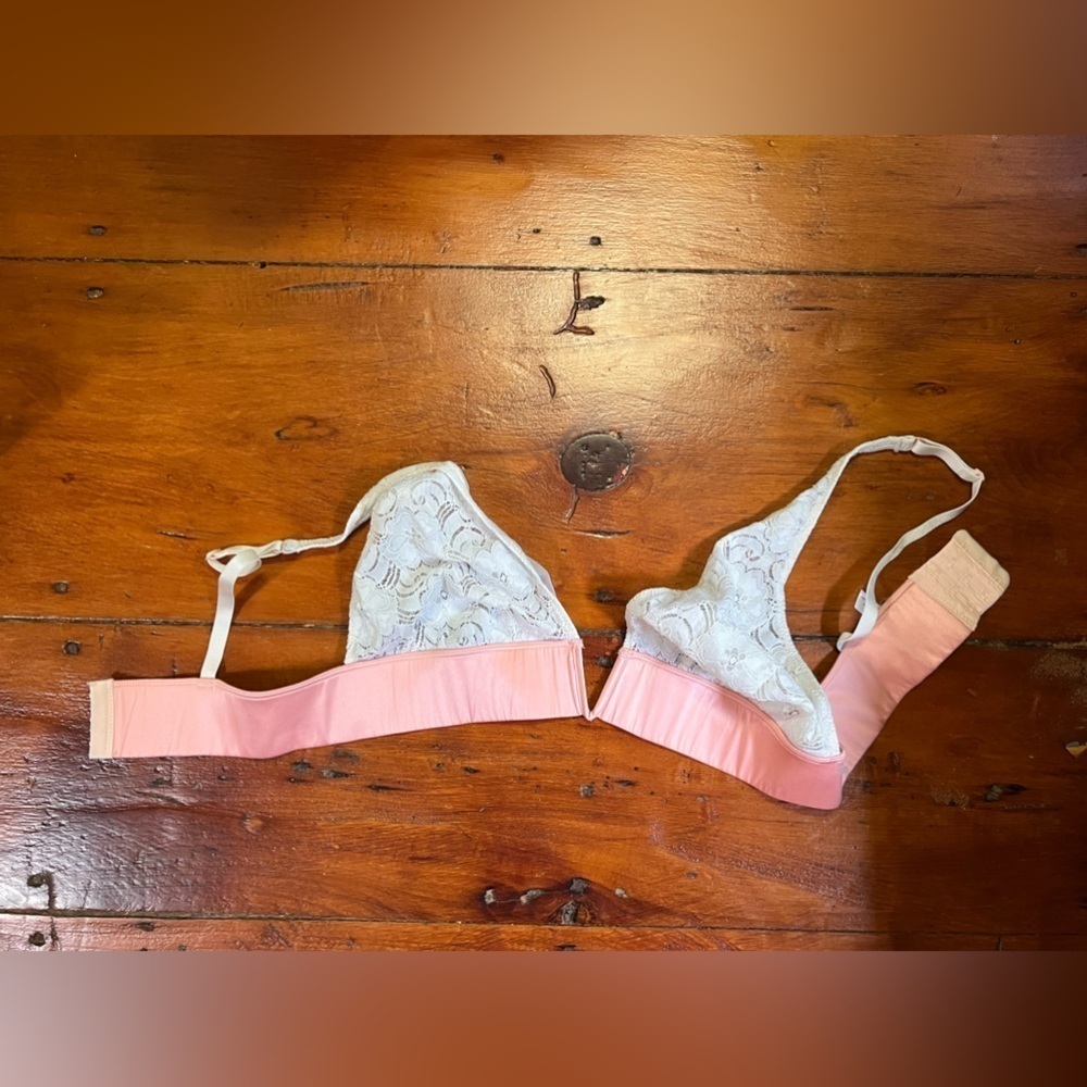 Free People Intimately bralette medium white pink lace EUC